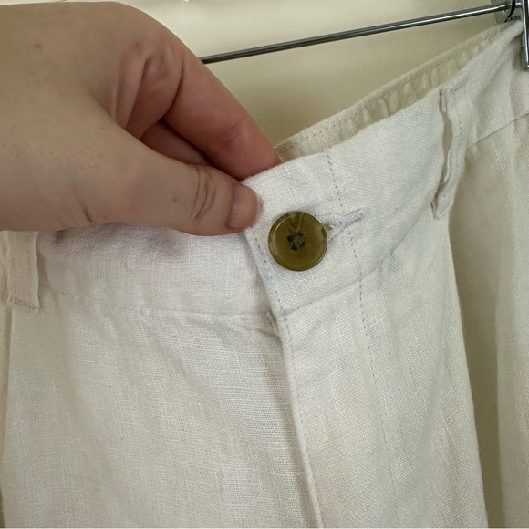 Lands' End White Linen High Waisted Elastic Waist Pants Size 6 - Picture 4 of 7